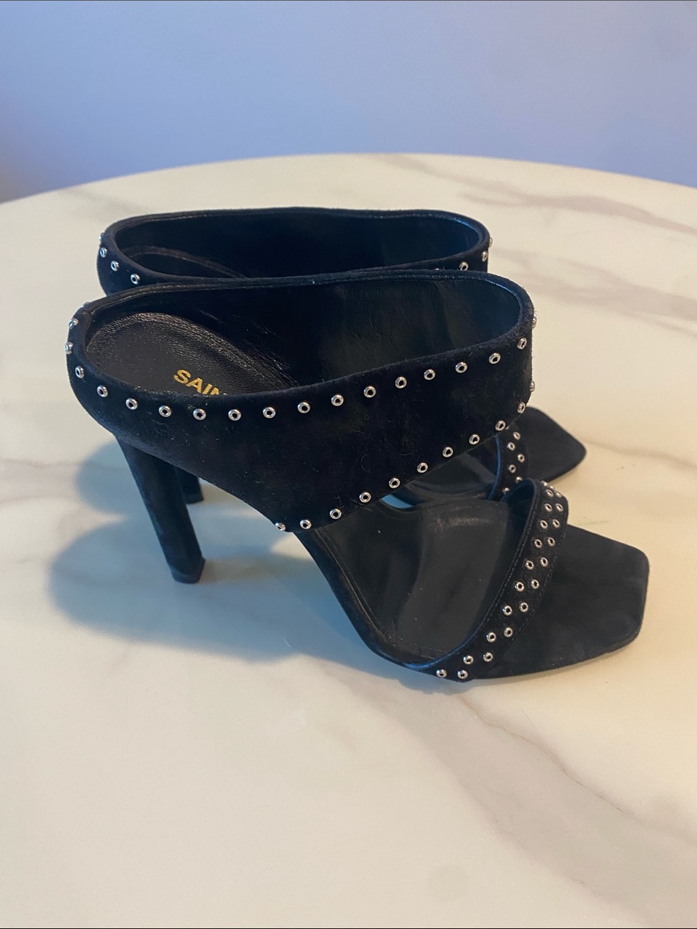 Saint Laurent Black Studded Heels - Picture 3 of 8